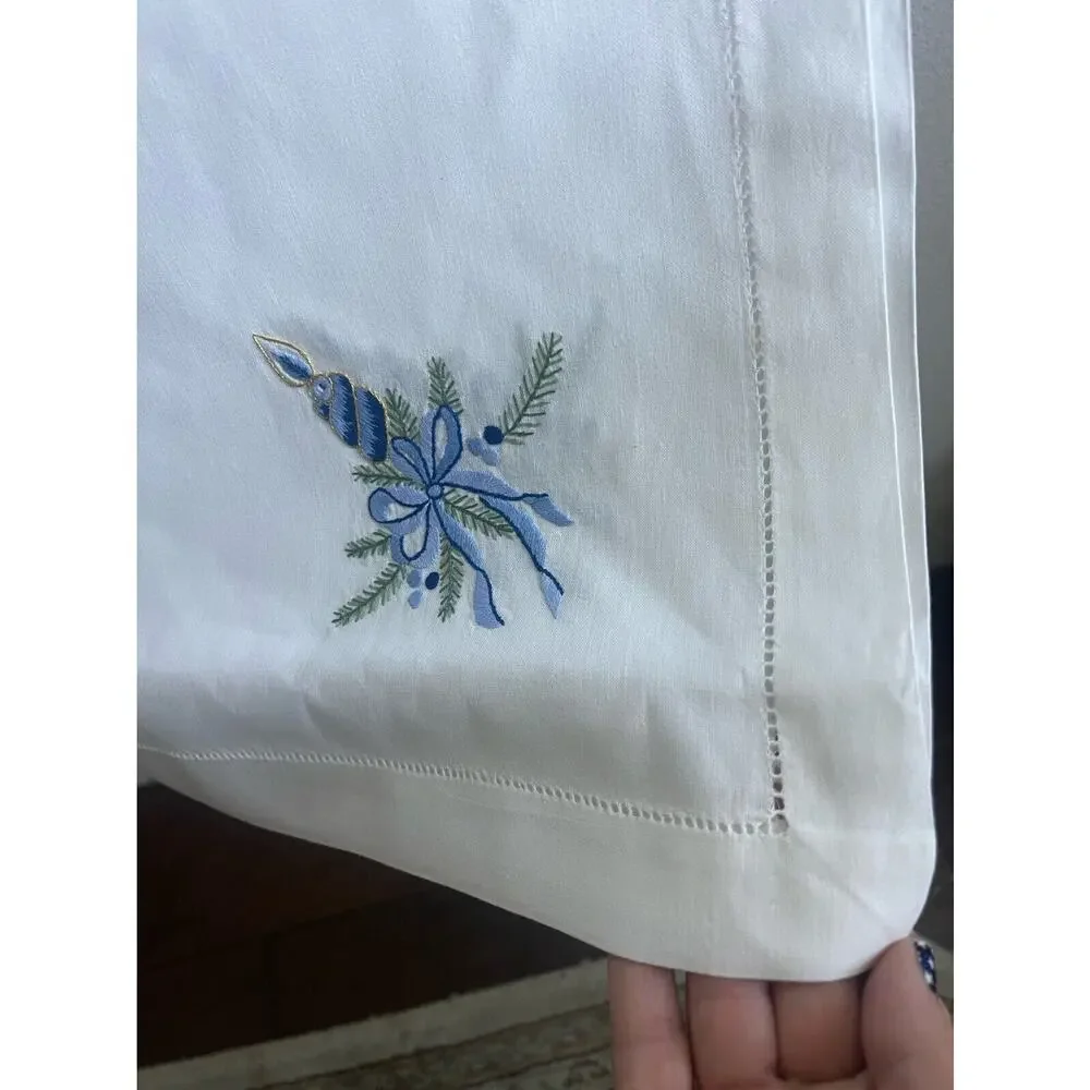Hand Embroidered Table Cloth & 12 Napkins Vintage 100